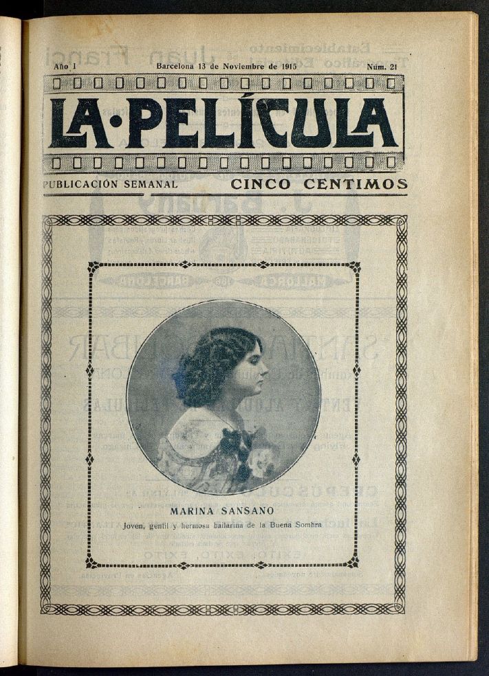 LA PELICULA (SPAIN) magazine side cover Issue 21 13 November 1915