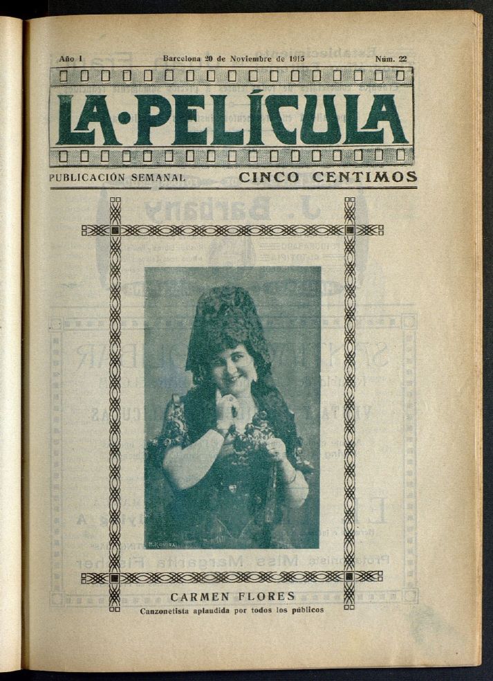 LA PELICULA (SPAIN) magazine side cover Issue 22 20 November 1915