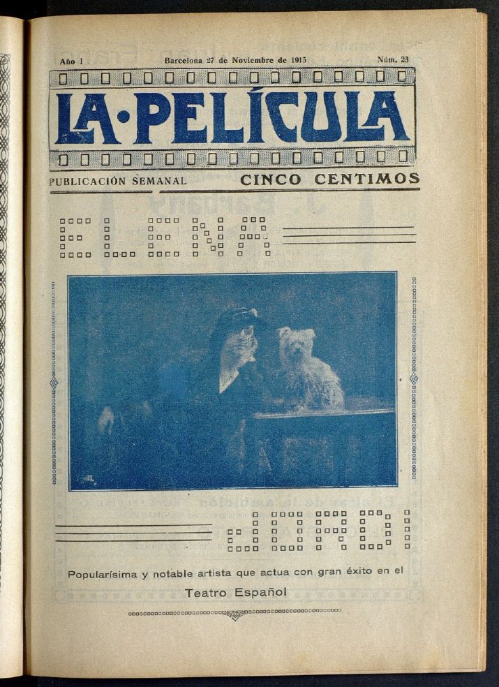 LA PELICULA (SPAIN) magazine side cover Issue 23 27 November 1915