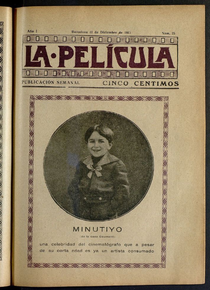 LA PELICULA (SPAIN) magazine side cover Issue 25 11 December 1915