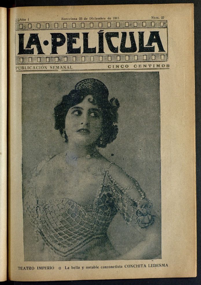 LA PELICULA (SPAIN) magazine side cover Issue 27 25 December 1915