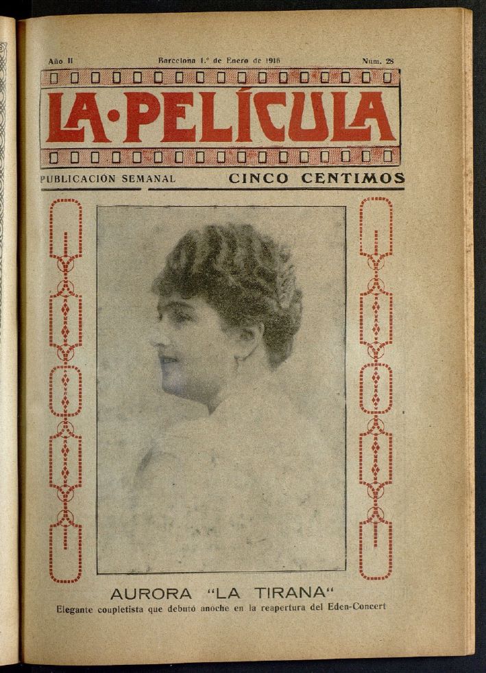 LA PELICULA (SPAIN) magazine side cover Issue 28 1 January 1916
