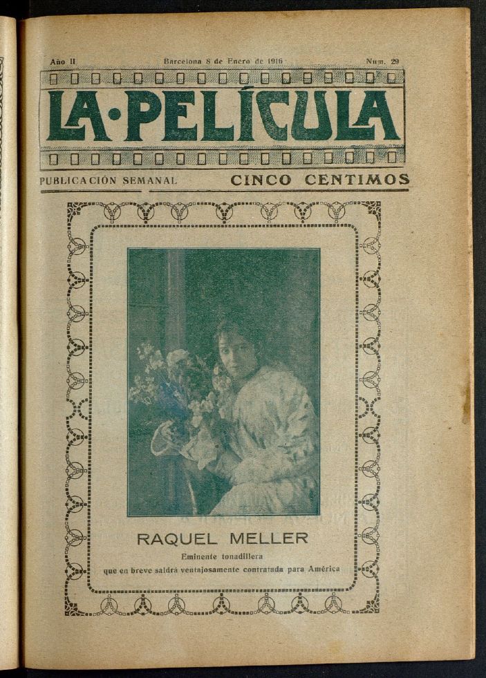 LA PELICULA (SPAIN) magazine side cover Issue 29 8 January 1916