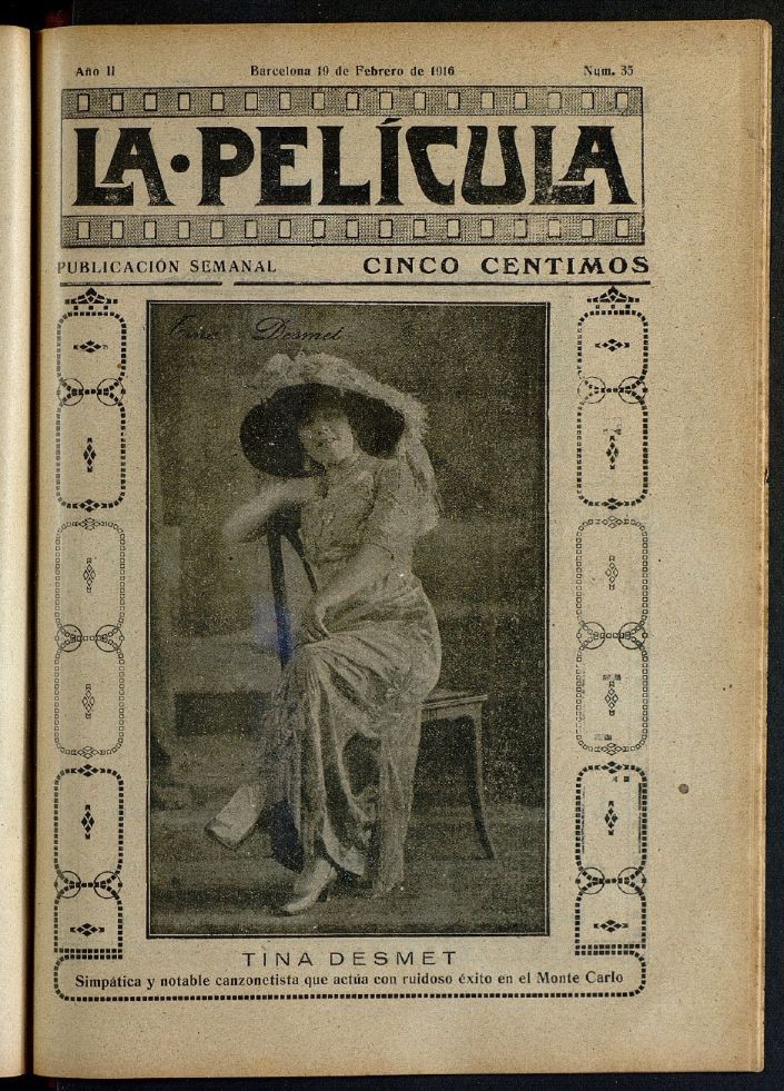 LA PELICULA (SPAIN) magazine side cover Issue 35 19 February 1916