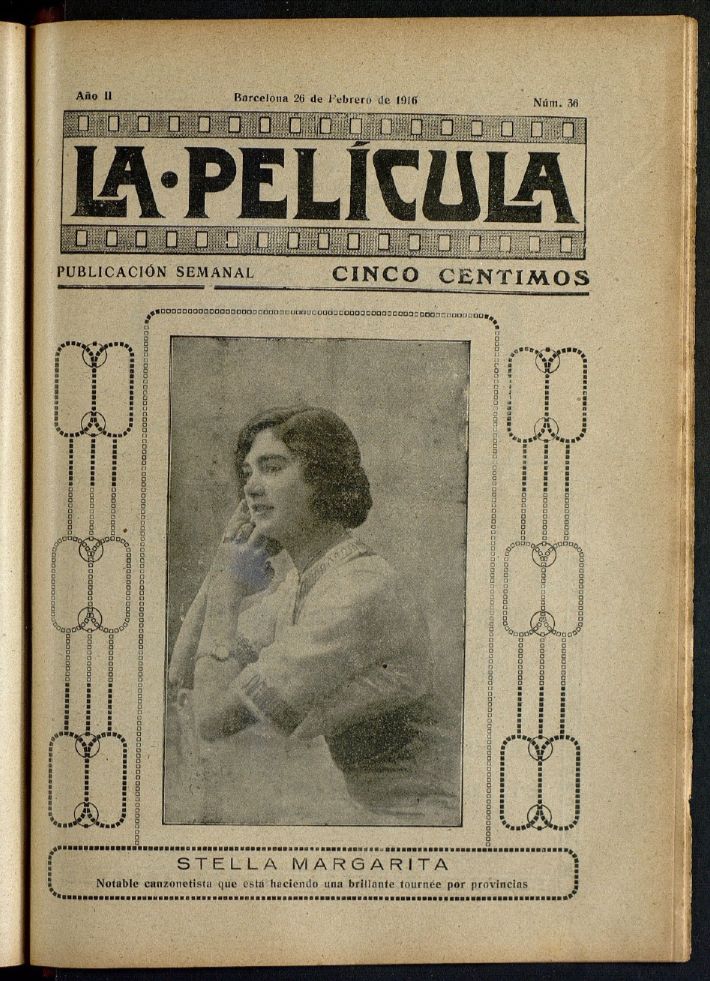 LA PELICULA (SPAIN) magazine side cover Issue 36 26 February 1916