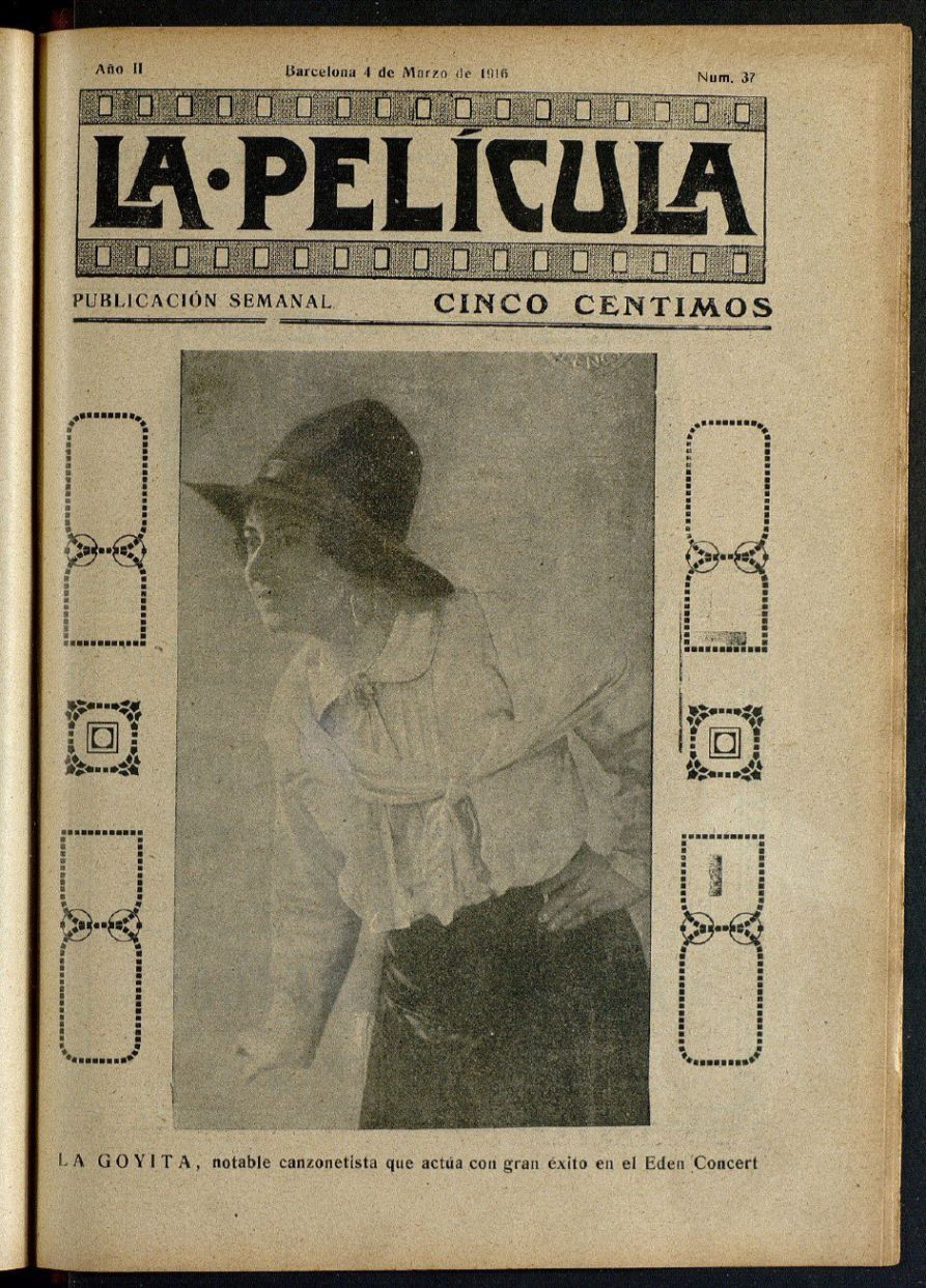 LA PELICULA (SPAIN) magazine side cover Issue 37 4 March 1916