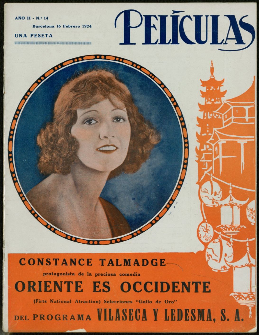 PELICULAS magazine side cover Issue 14 16 February 1924