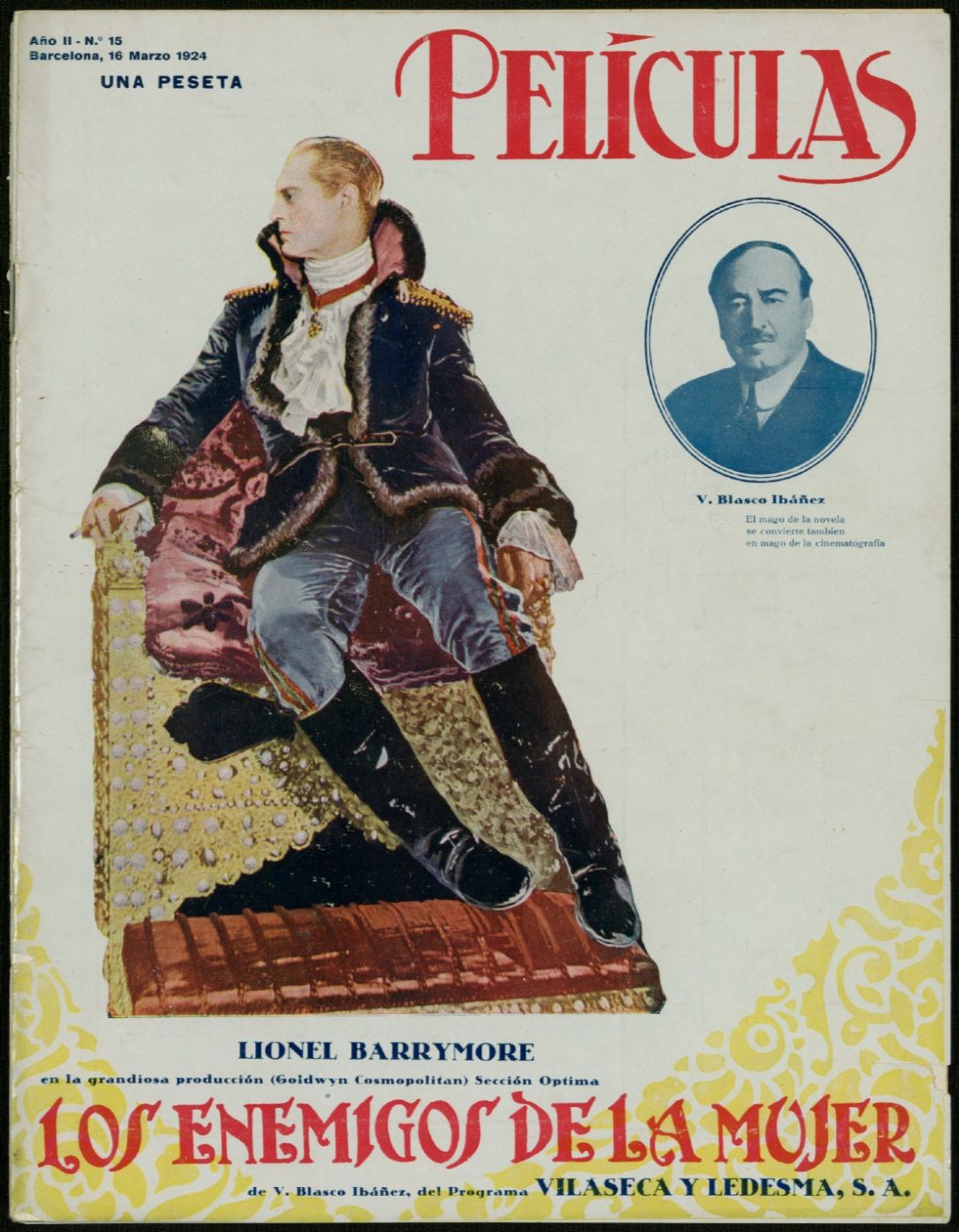 PELICULAS magazine side cover Issue 15 16 March 1924