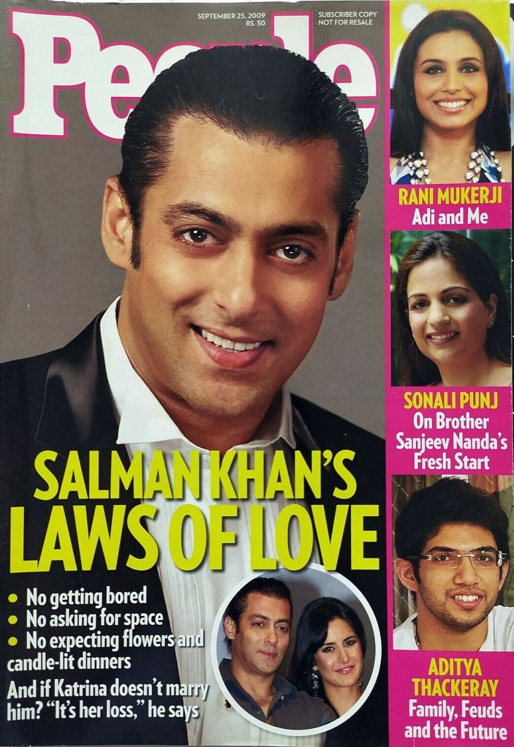 PEOPLE INDIA magazine side cover 25 September 2009