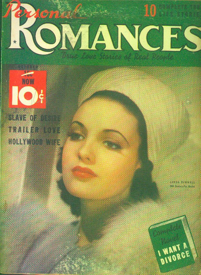 PERSONAL ROMANCES magazine side cover  October 1939