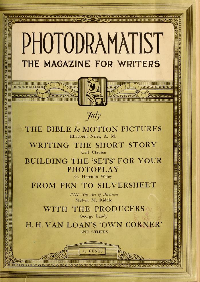 PHOTODRAMATIST magazine side cover July 1922