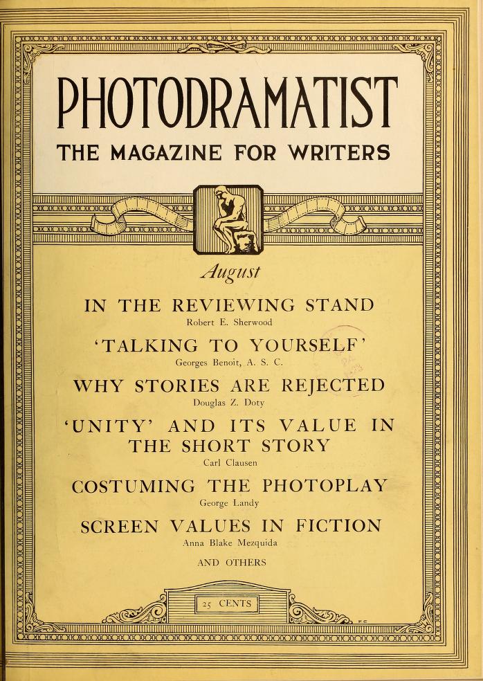 PHOTODRAMATIST magazine side cover August 1922