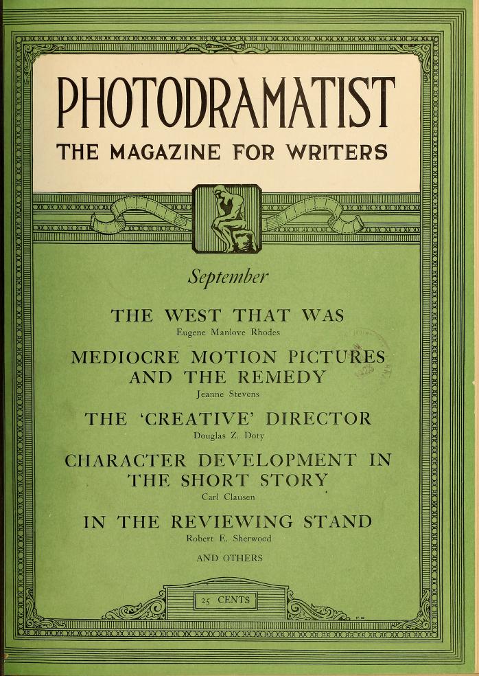 PHOTODRAMATIST magazine side cover September 1922