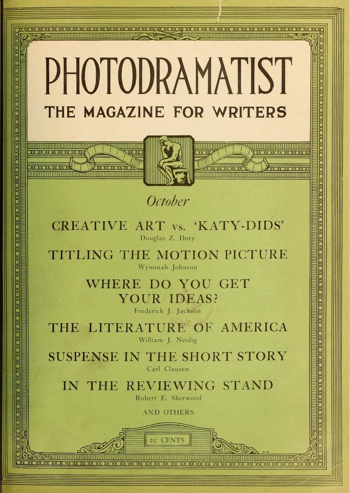 PHOTODRAMATIST magazine side cover October 1922