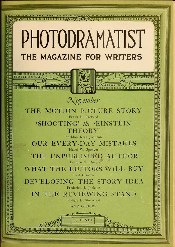 PHOTODRAMATIST magazine side cover November 1922