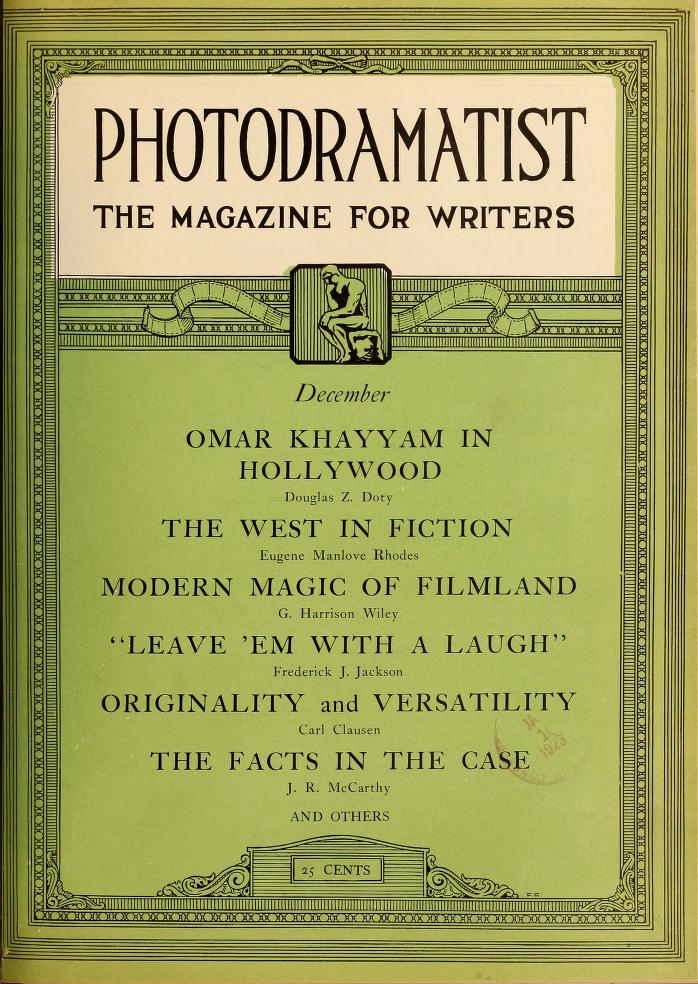 PHOTODRAMATIST magazine side cover December 1922