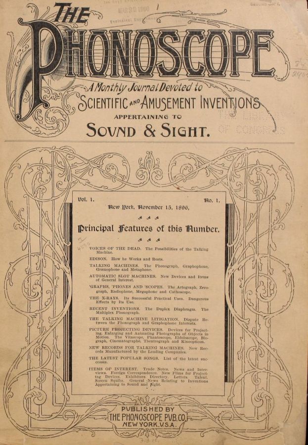 PHONOSCOPE magazine side cover Issue 1 15 November 1896