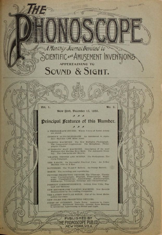PHONOSCOPE magazine side cover Issue 2 15 December 1896