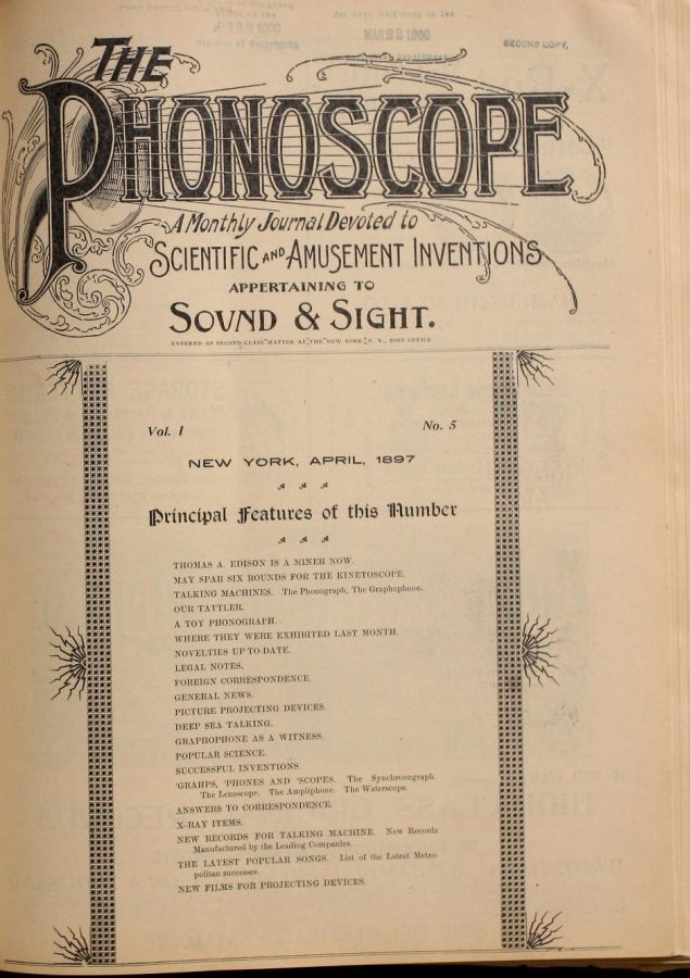 PHONOSCOPE magazine side cover Issue 5 April 1897