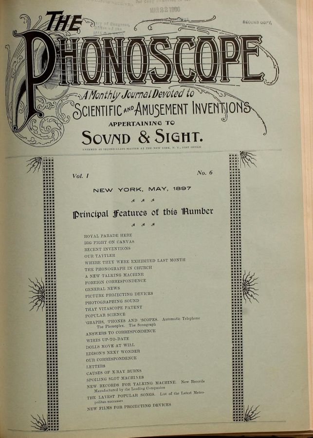 PHONOSCOPE magazine side cover Issue 6 May 1897