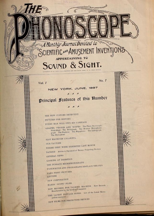 PHONOSCOPE magazine side cover Issue 7 June 1897