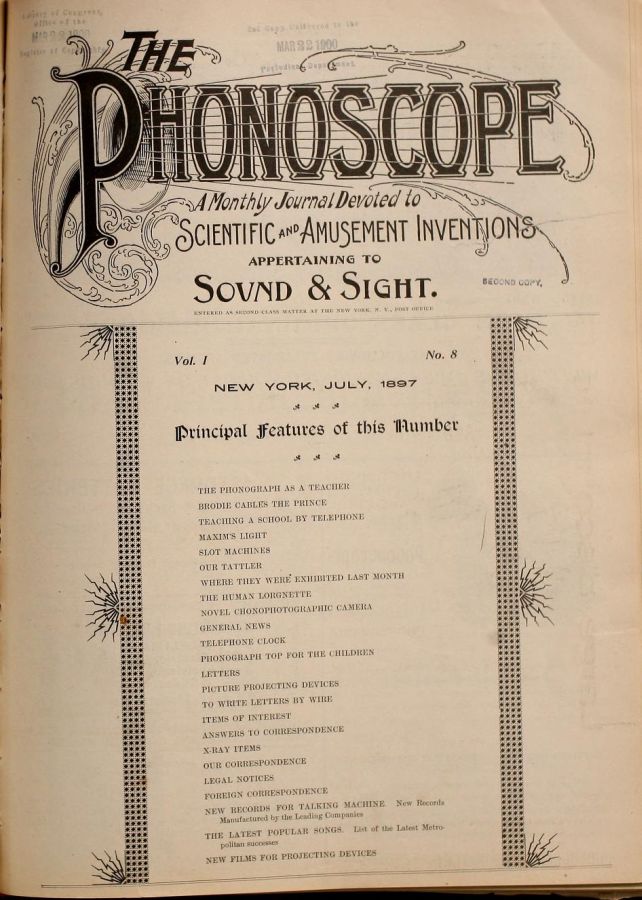 PHONOSCOPE magazine side cover Issue 8 July 1897