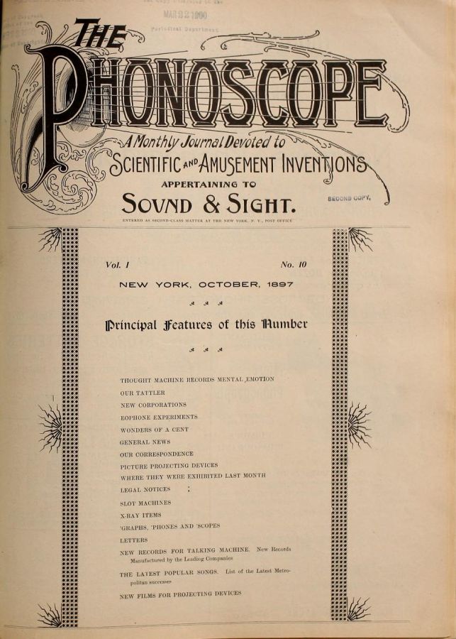 PHONOSCOPE magazine side cover Issue 10 October 1897