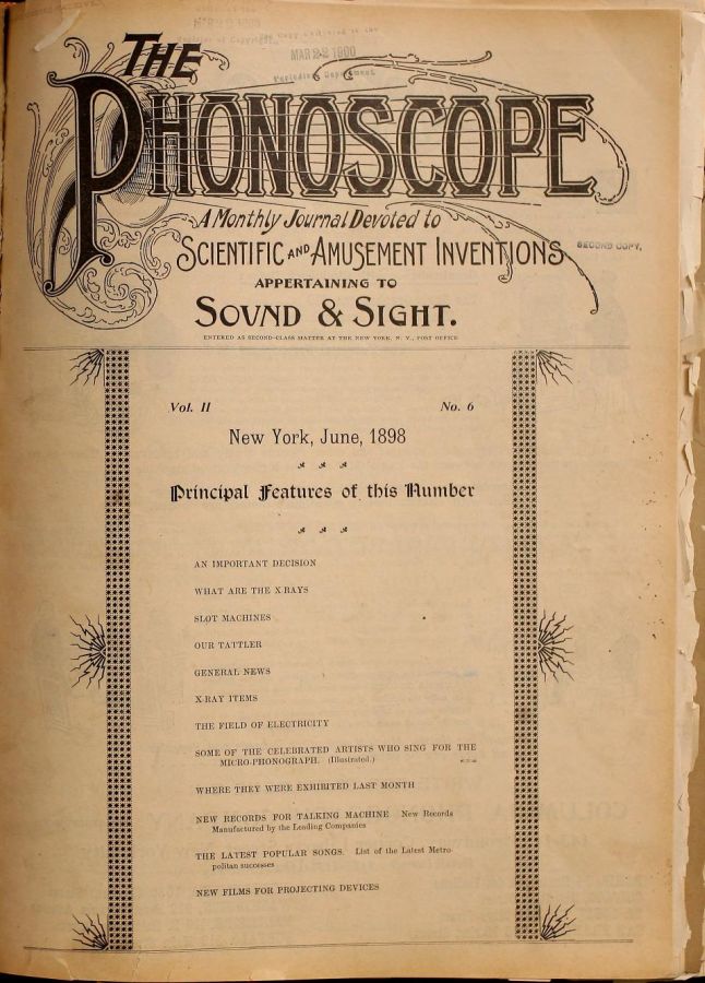 PHONOSCOPE magazine side cover June 1898