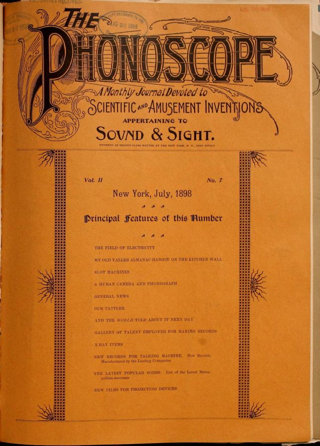 PHONOSCOPE magazine side cover July 1898