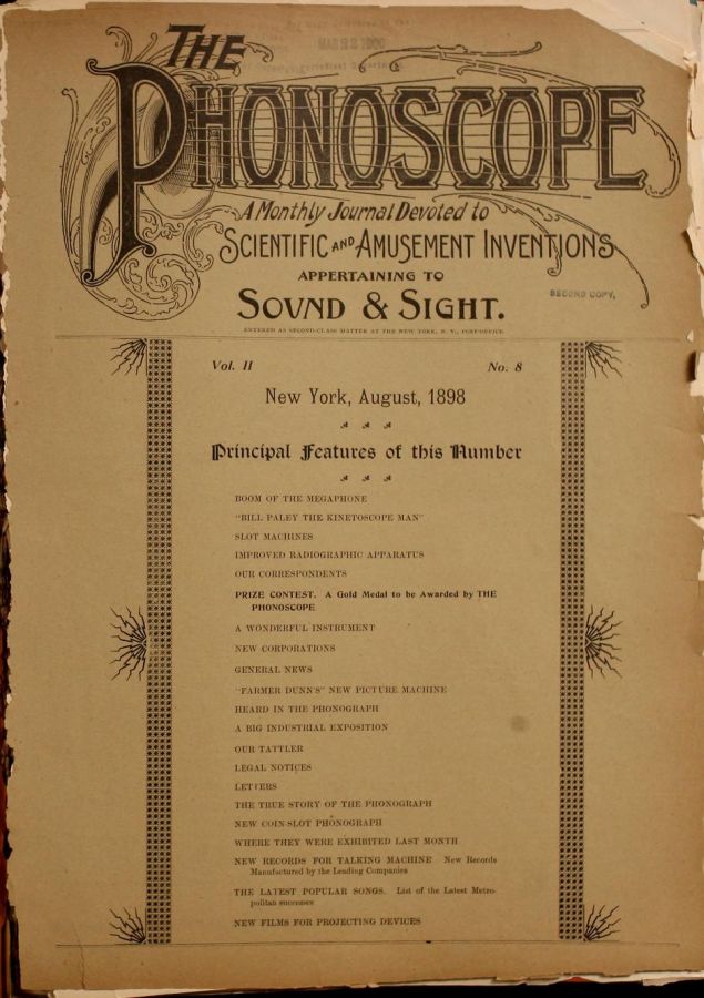 PHONOSCOPE magazine side cover August 1898