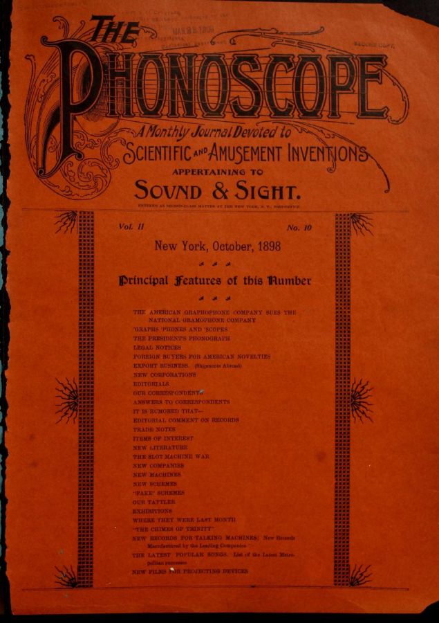 PHONOSCOPE magazine side cover October 1898