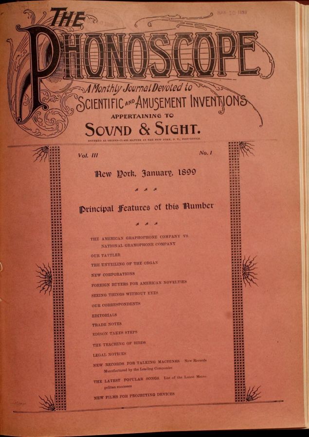 PHONOSCOPE magazine side cover January 1899