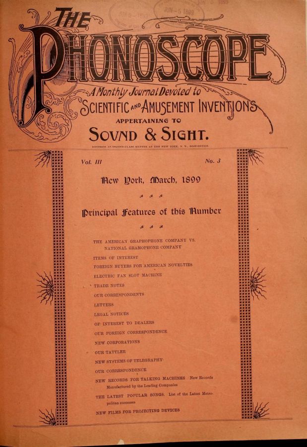 PHONOSCOPE magazine side cover March 1899