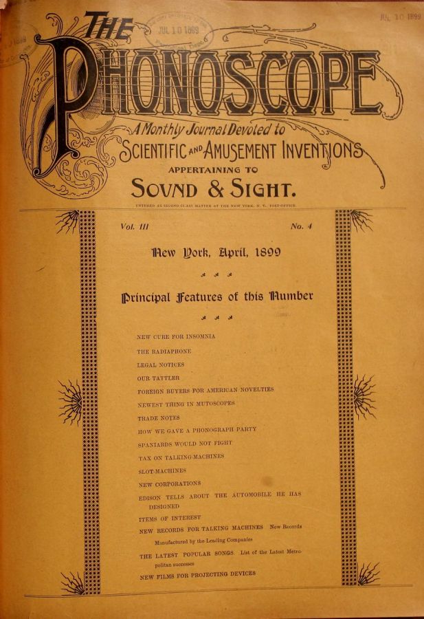 PHONOSCOPE magazine side cover April 1899