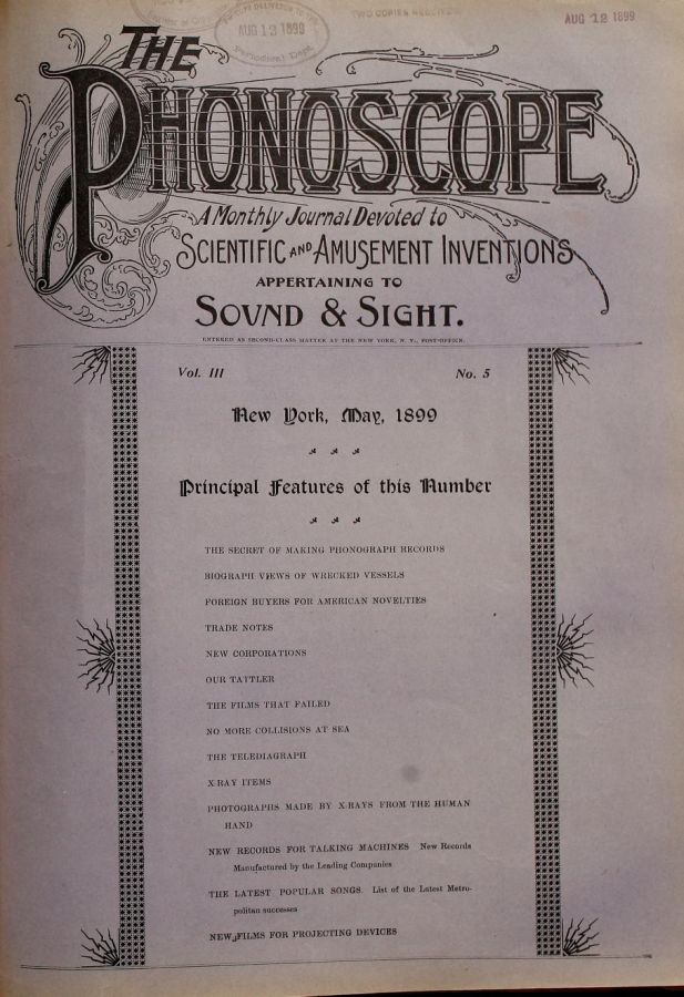 PHONOSCOPE magazine side cover May 1899