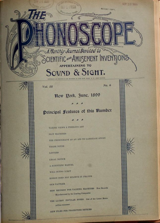PHONOSCOPE magazine side cover June 1899