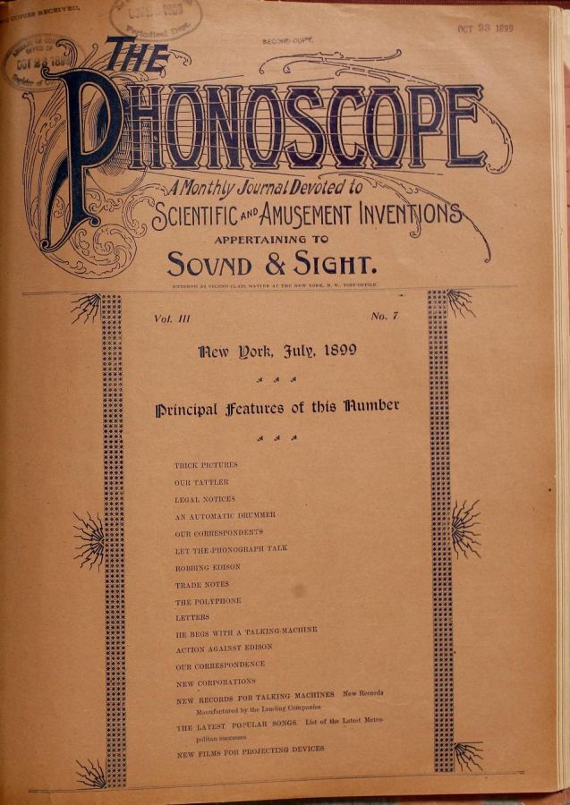 PHONOSCOPE magazine side cover July 1899