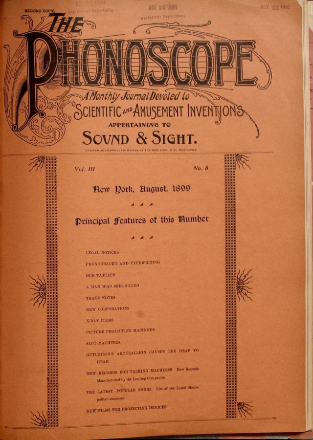 PHONOSCOPE magazine side cover August 1899