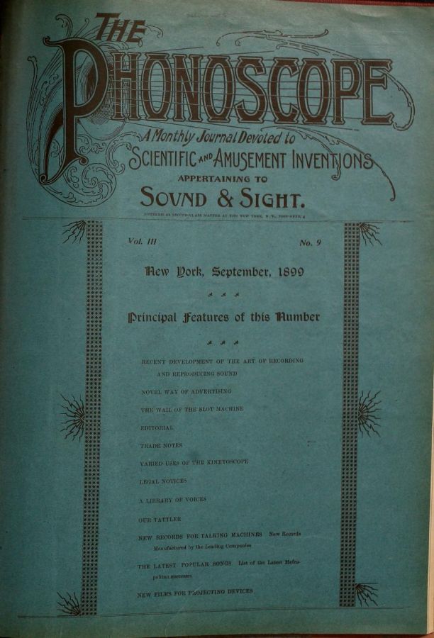 PHONOSCOPE magazine side cover September 1899