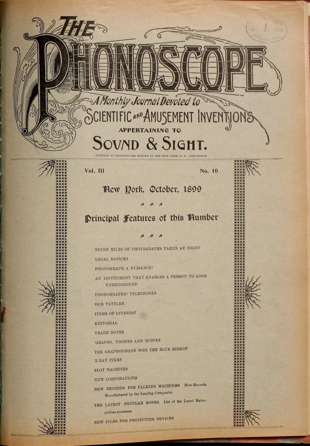 PHONOSCOPE magazine side cover October 1899