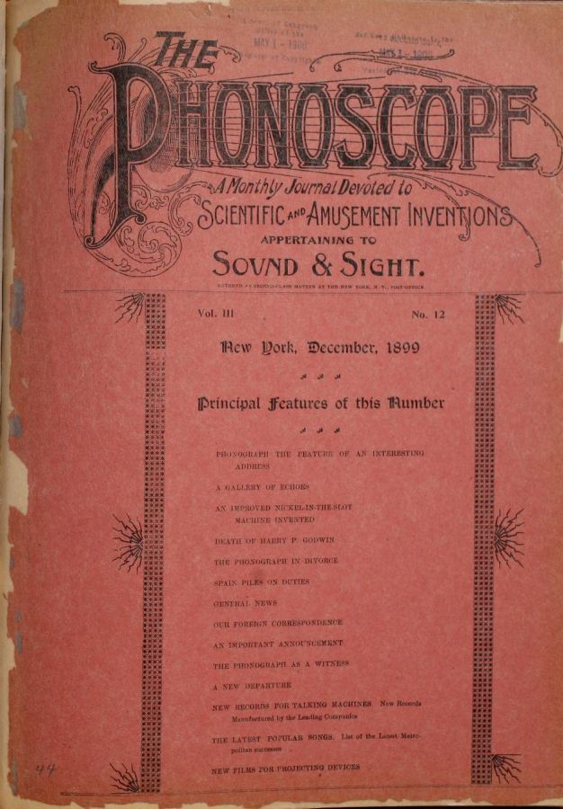 PHONOSCOPE magazine side cover December 1899