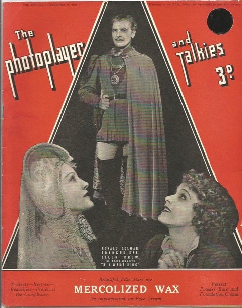 PHOTOPLAYER | THE magazine side cover  Vol 16 No 31 17 December 1938
