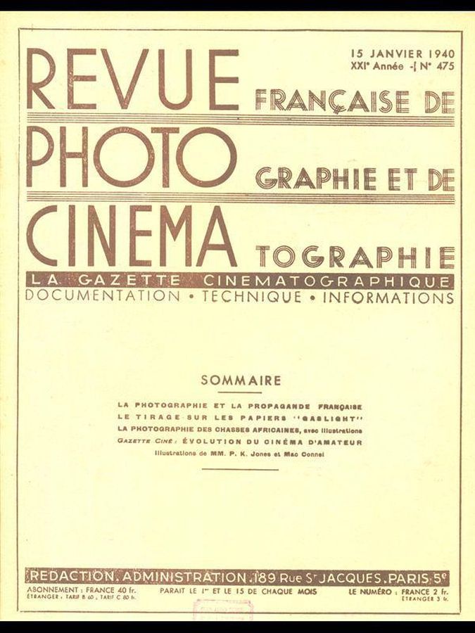 PHOTO CINEMA magazine side cover Issue 475 15 January 1940