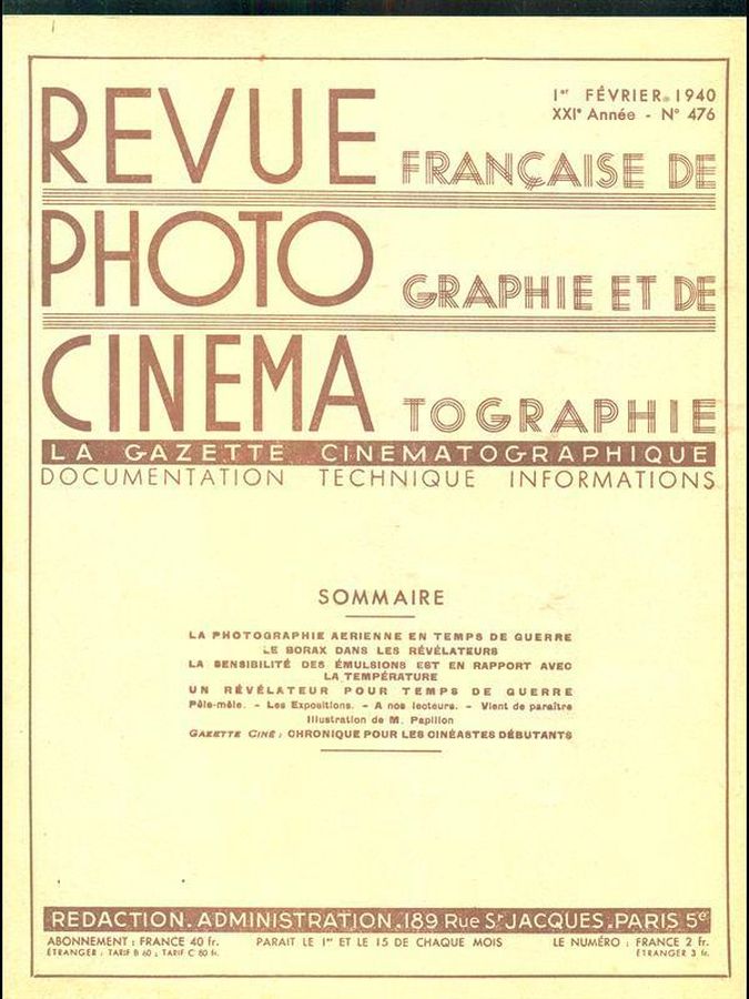 PHOTO CINEMA magazine side cover Issue 476 1 February 1940