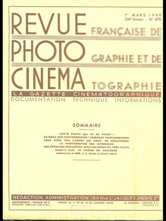 PHOTO CINEMA magazine side cover Issue 478 1 March 1940