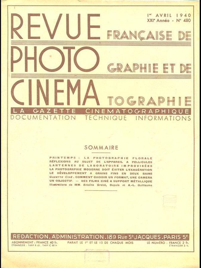 PHOTO CINEMA magazine side cover Issue 480 1 April 1940