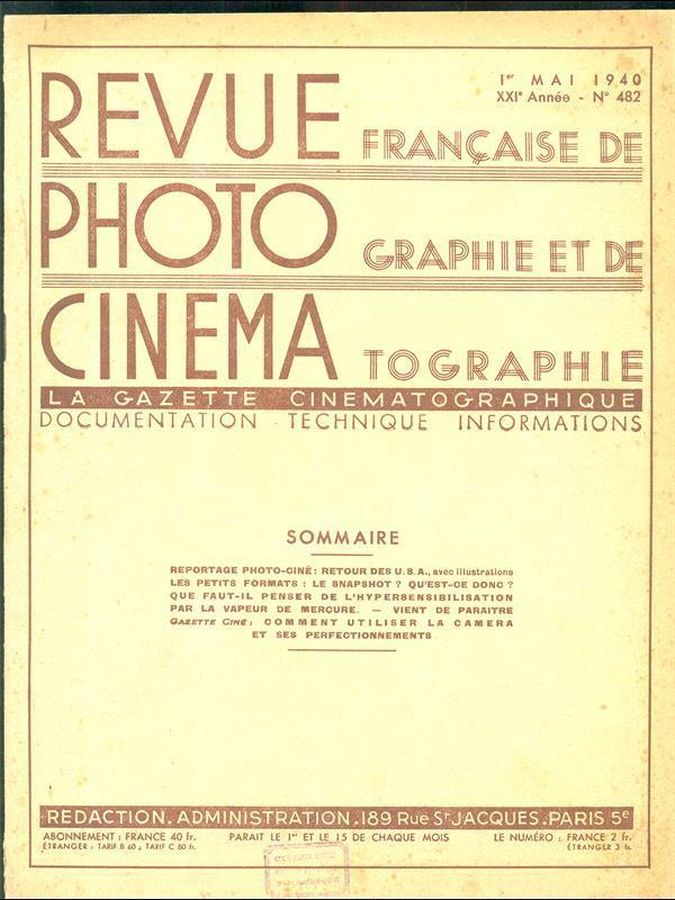 PHOTO CINEMA magazine side cover Issue 482 1 May 1940