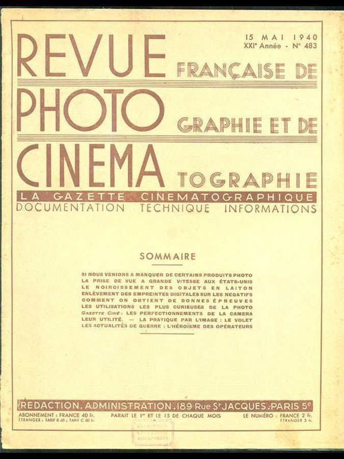 PHOTO CINEMA magazine side cover Issue 483 15 May 1940