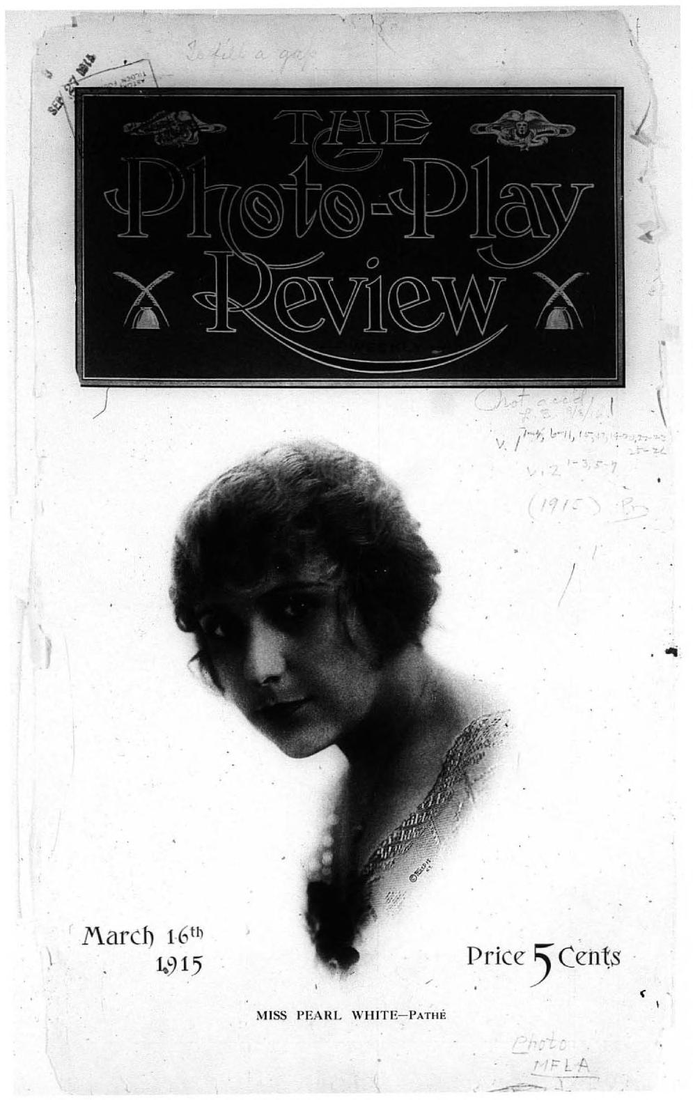 PHOTO-PLAY REVIEW magazine side cover Issue 1 16 March 1915