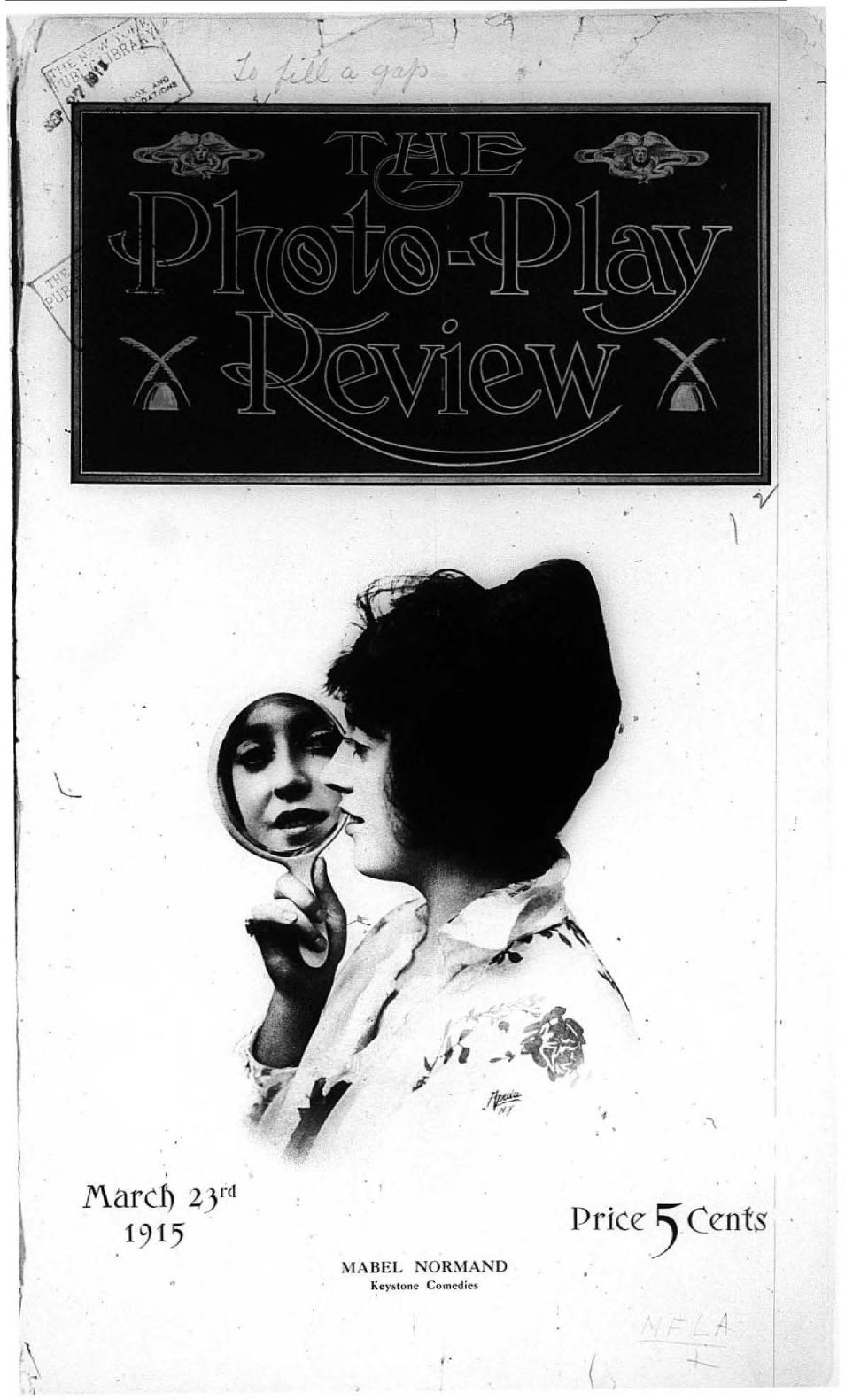 PHOTO-PLAY REVIEW magazine side cover Issue 2 23 March 1915